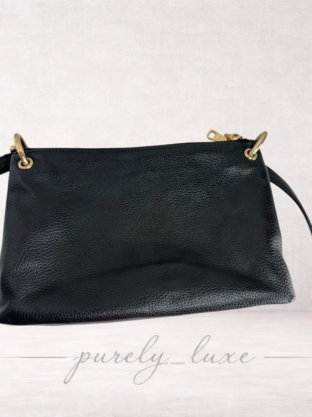 Coach Mia Black Leather crossbody Bag with Gold Hardware